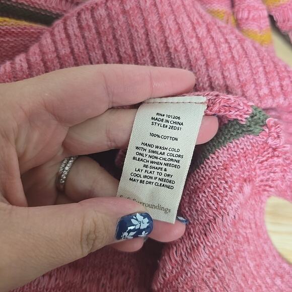 Soft Surroundings Lisabetta Stripe Sweater Textured Long Sleeve Pink Size Medium - Picture 4 of 9